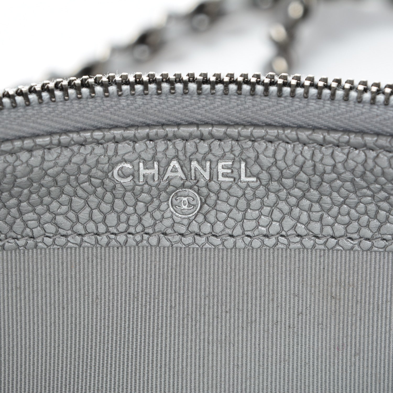 Chanel Metallic Caviar Quilted Small Clutch With Chain Silver 6 of 8