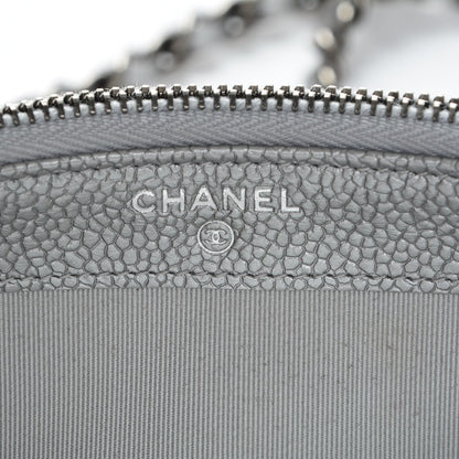 Chanel Metallic Caviar Quilted Small Clutch With Chain Silver 6 of 8