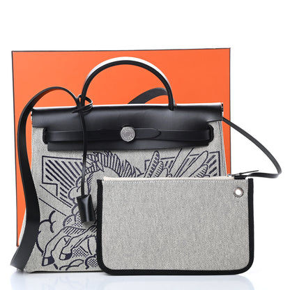 Hermes Vache Hunter Toile Pegase Pop Herbag Zip Retourne 31 PM Bleu Indigo 12 of 12