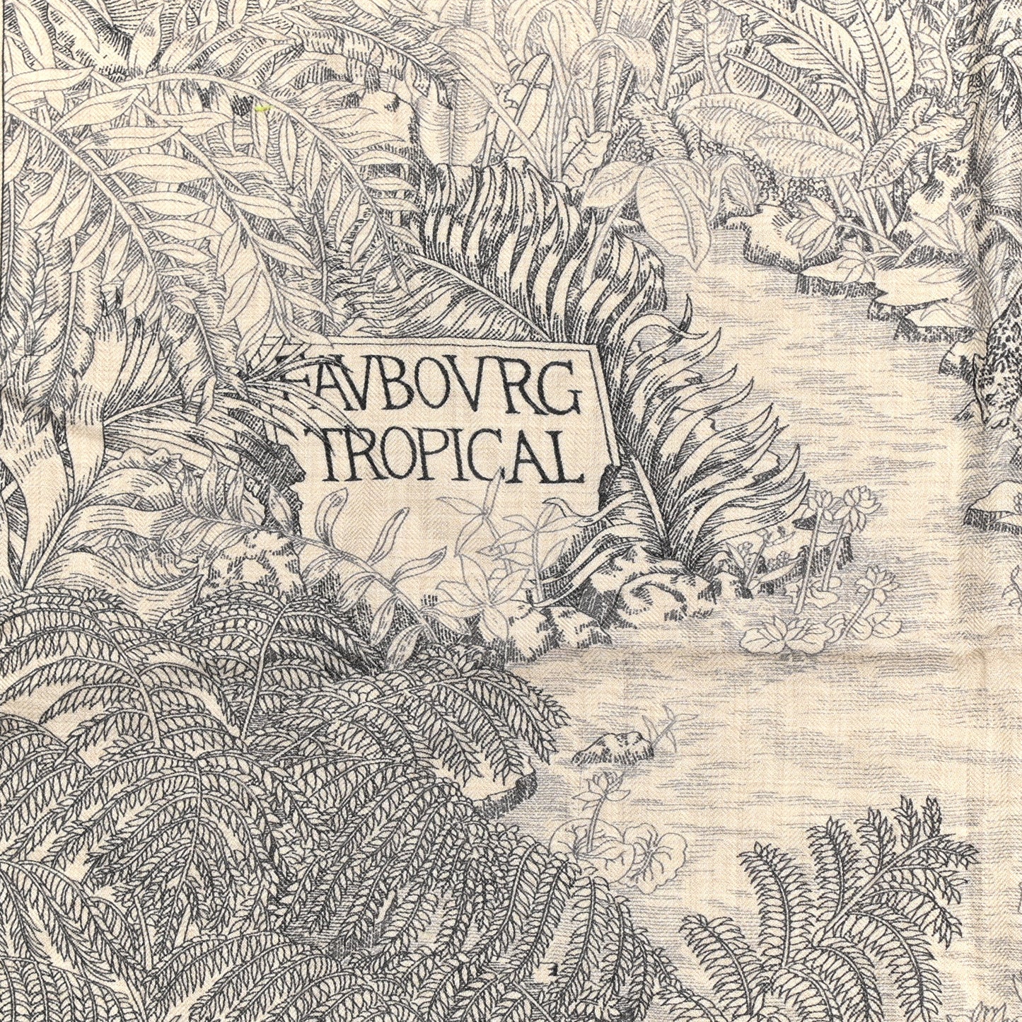 Cashmere Silk Faubourg Tropical Shawl 140 Naturel Gris Anthracite