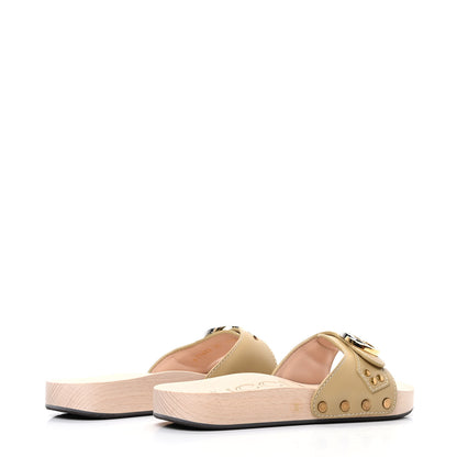 Gucci Calfskin Interlocking G Slide Sandals 35 Diagonal Beige 4 of 8