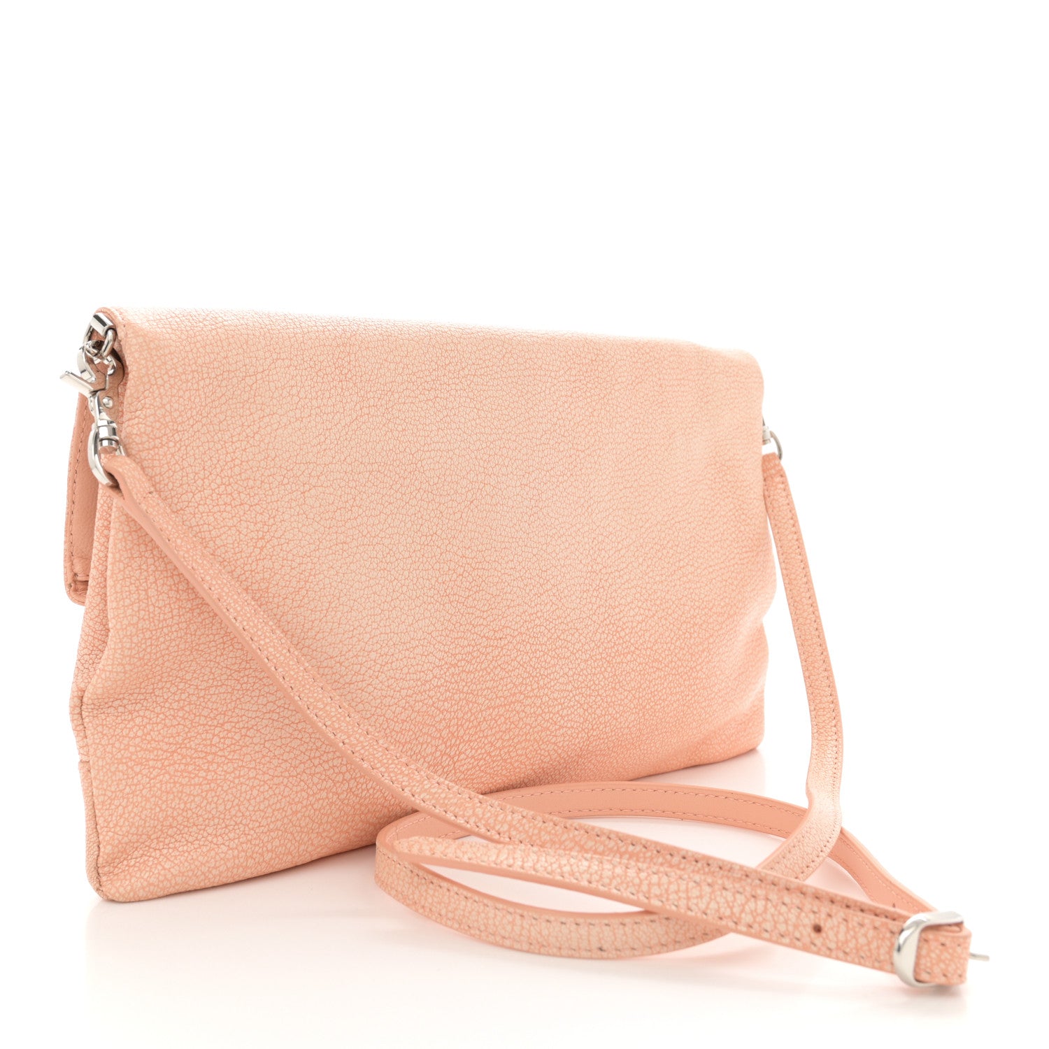 Balenciaga Chevre Silver Metallic Edge Hardware Envelope Clutch Rose Corail 4 of 14