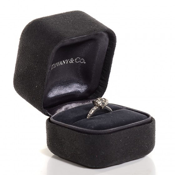 Tiffany Platinum Diamond Ribbon Engagement Ring 4.75 6 of 12