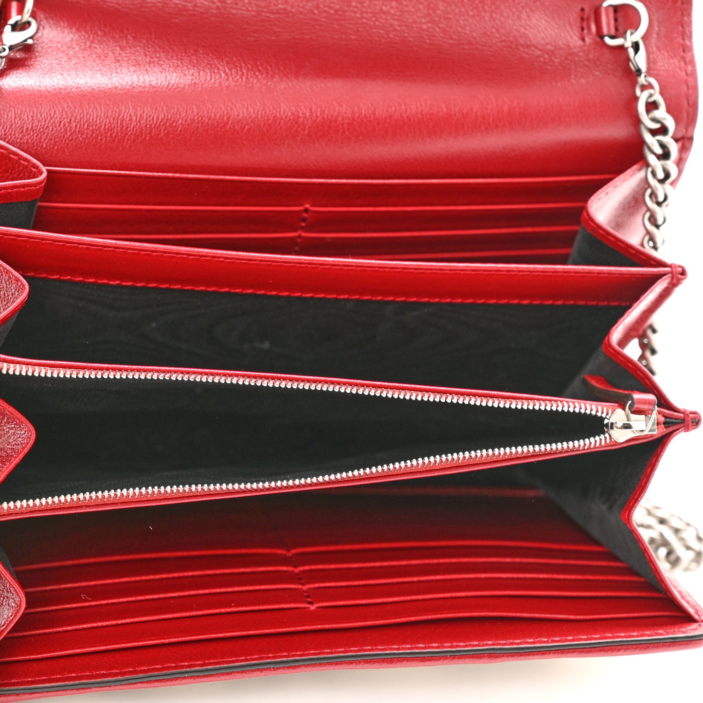 Tweed GG Monogram Mini Dionysus Chain Wallet White Black Romantic Cherry