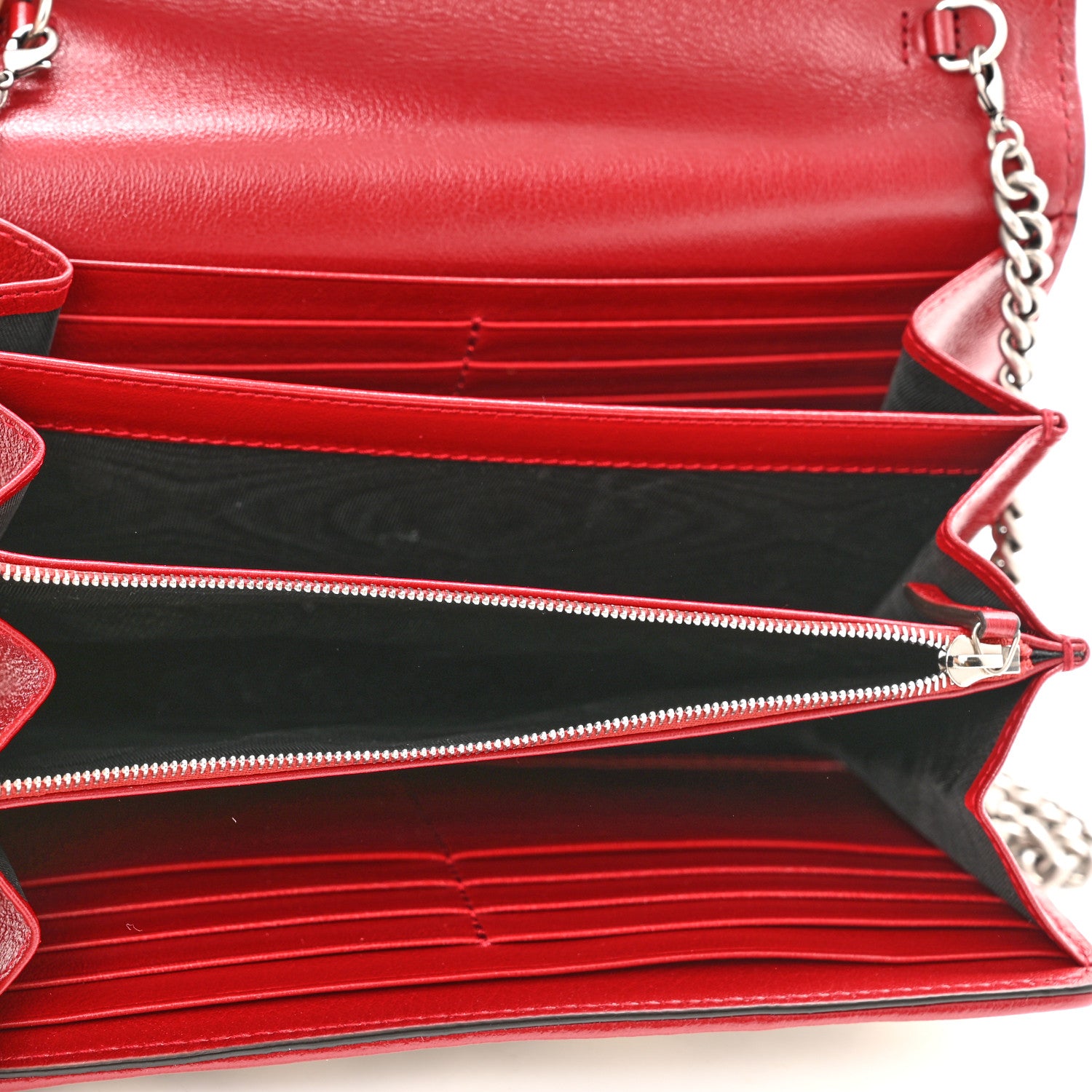 Gucci Tweed GG Monogram Mini Dionysus Chain Wallet White Black Romantic Cherry 5 of 10