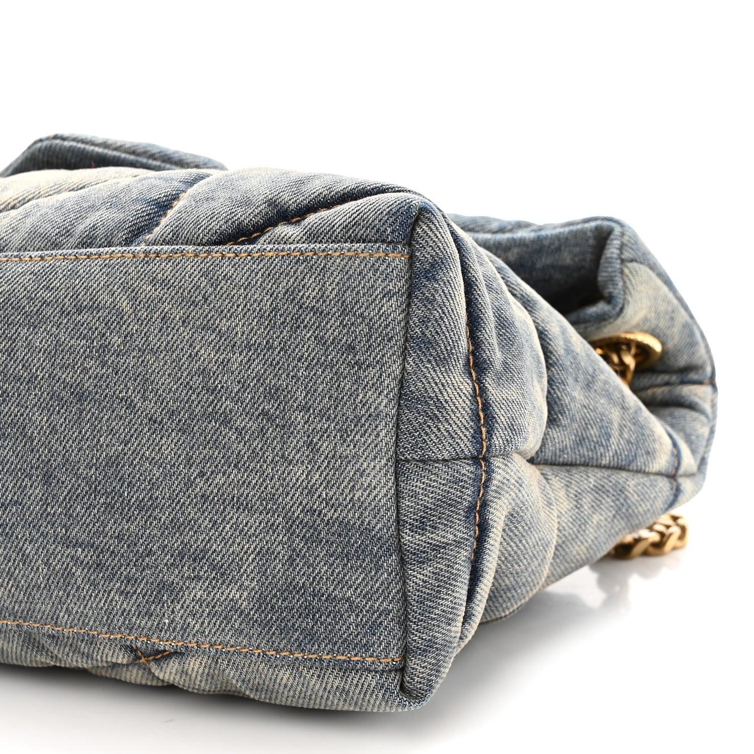 Saint Laurent Denim Quilted Small Loulou Puffer Monogram Chain Satchel Blue Cinnamon 10 of 10
