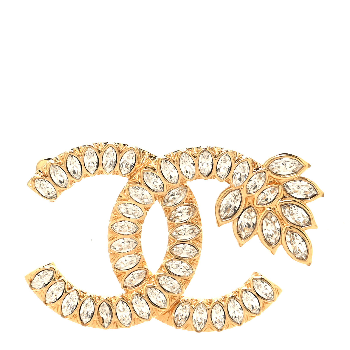 Crystal Wheat CC Brooch Gold