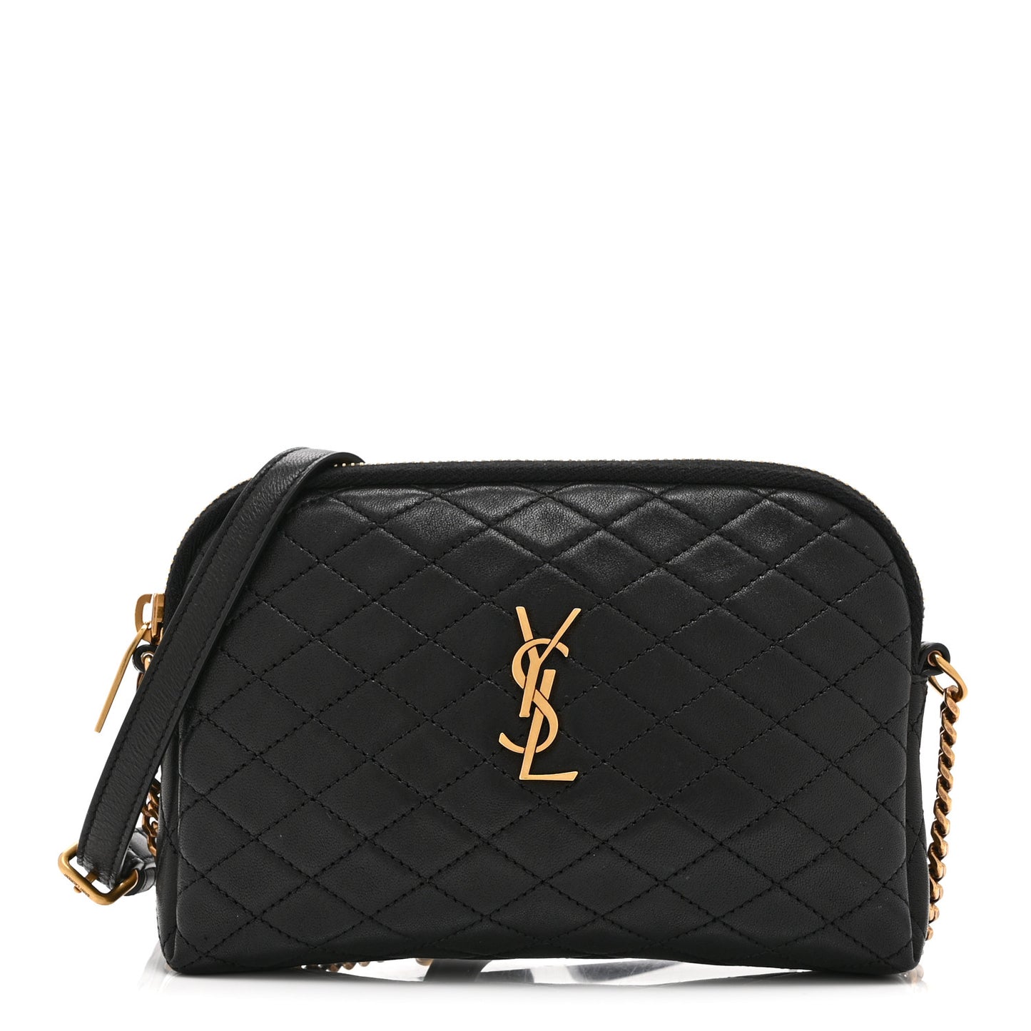 Lambskin Quilted Gaby Zipped Pouch Black