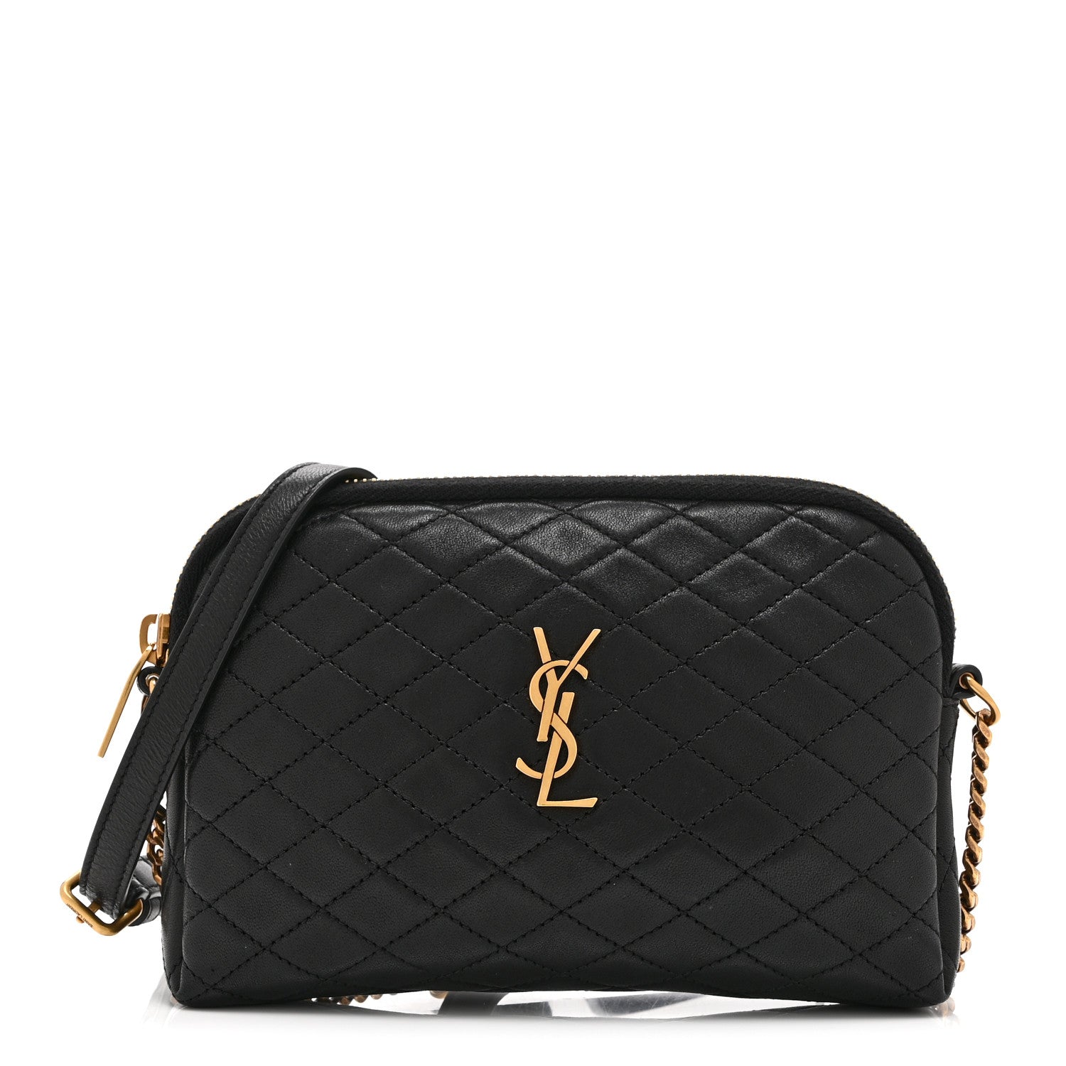 Saint Laurent Lambskin Quilted Gaby Zipped Pouch Black 1 of 9