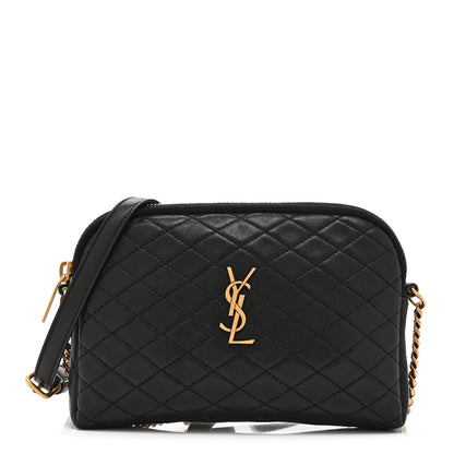 Saint Laurent Lambskin Quilted Gaby Zipped Pouch Black 1 of 9