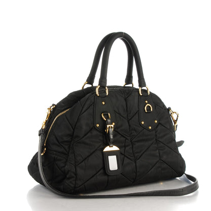 Prada Nylon Chevron Quilted Dome Satchel Black 3 of 8