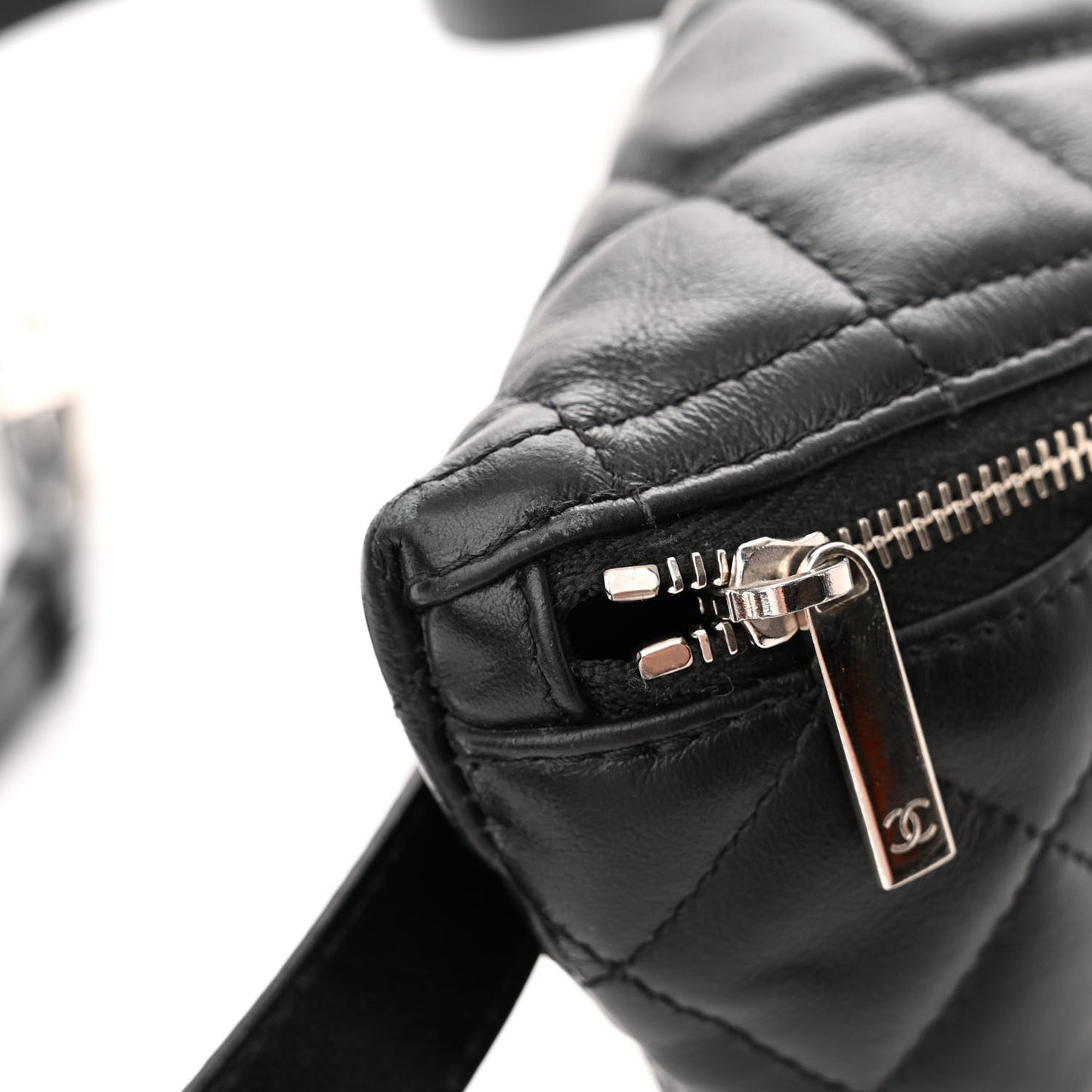 Calfskin Quilted Waist Belt Bag Black