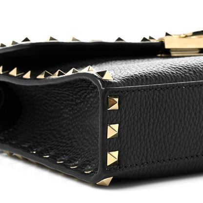 Valentino Garavani Pebbled Calfskin Medium Rockstud Flip Lock Crossbody Bag Black 8 of 9