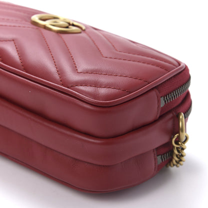 Gucci Calfskin Matelasse Mini GG Marmont Chain Crossbody Bag Hibiscus Red 6 of 10