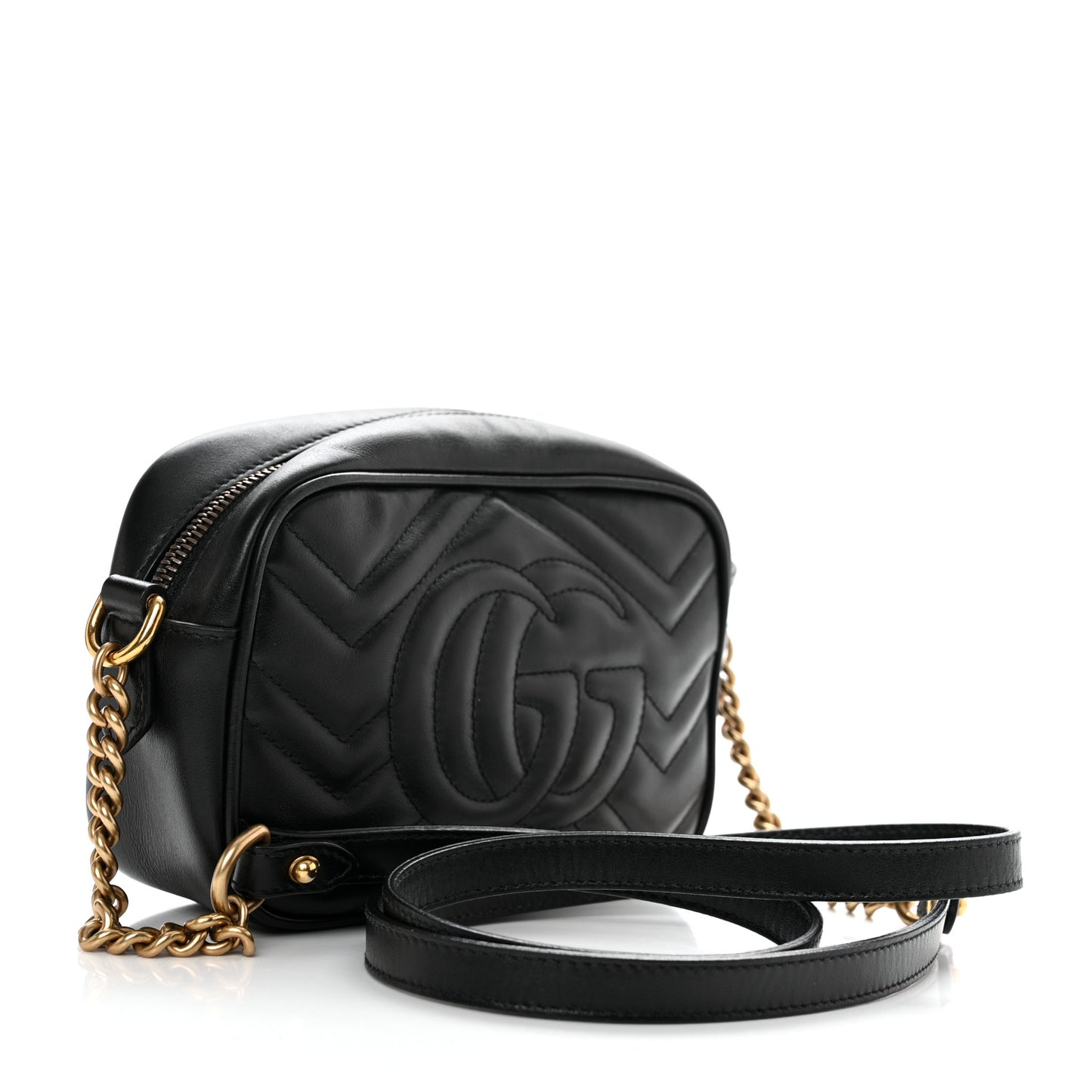 Calfskin Matelasse Mini GG Marmont Chain Shoulder Bag Black