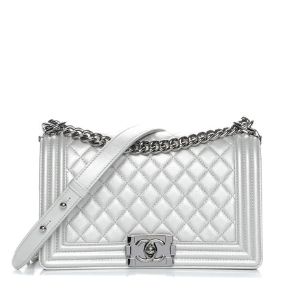 Chanel Metallic Caviar Quilted Medium Boy Flap Silver 1 of 9
