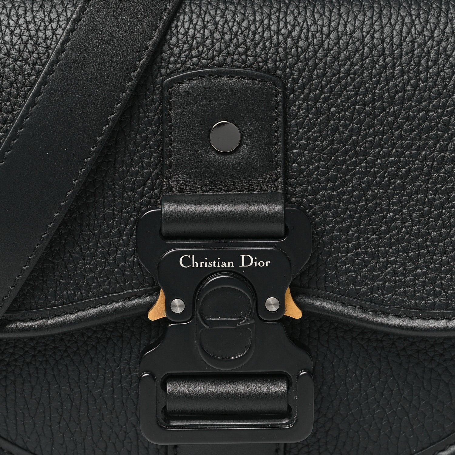 Christian Dior Grained Calfskin Mini Saddle Messenger Bag With Strap Black 8 of 11
