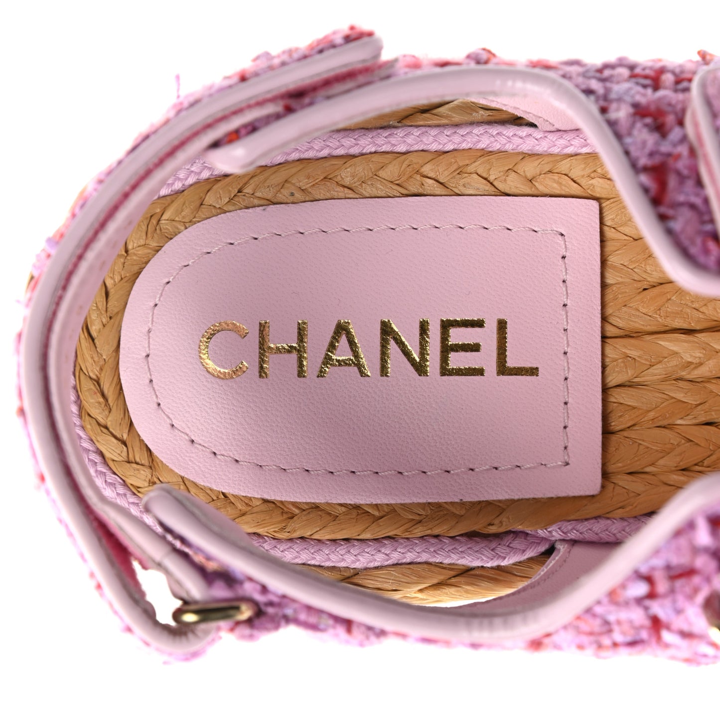 Tweed Lambskin Velcro Dad Sandals 39.5 Pink Multicolor