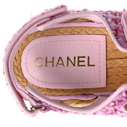 Chanel Tweed Lambskin Velcro Dad Sandals 39.5 Pink Multicolor 7 of 8