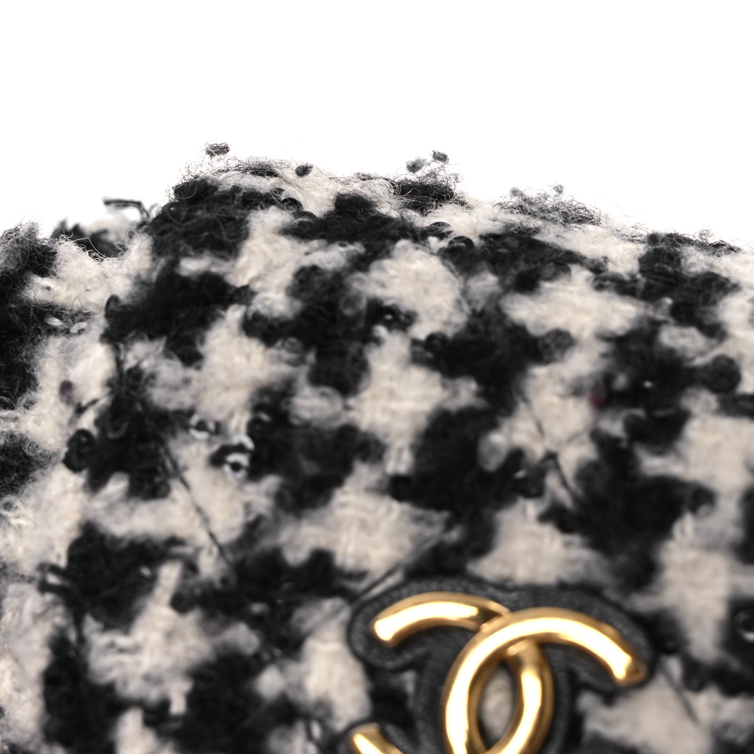 Chanel Tweed Houndstooth Quilted Mini Accordion Clutch With Chain White Black 13 of 13