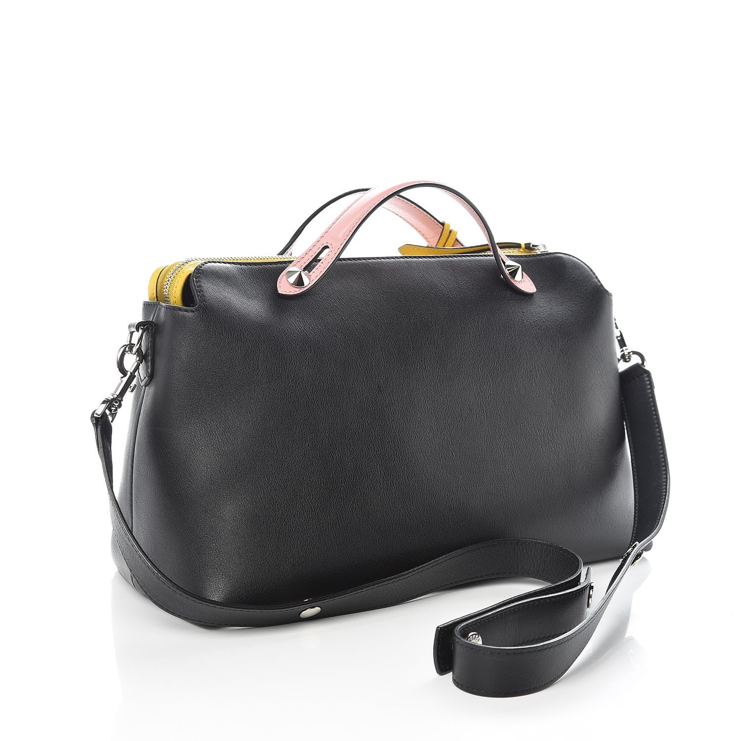 Fendi Vitello Dolce 4 Color Large By The Way Boston Bag Black Multicolor 3 of 11