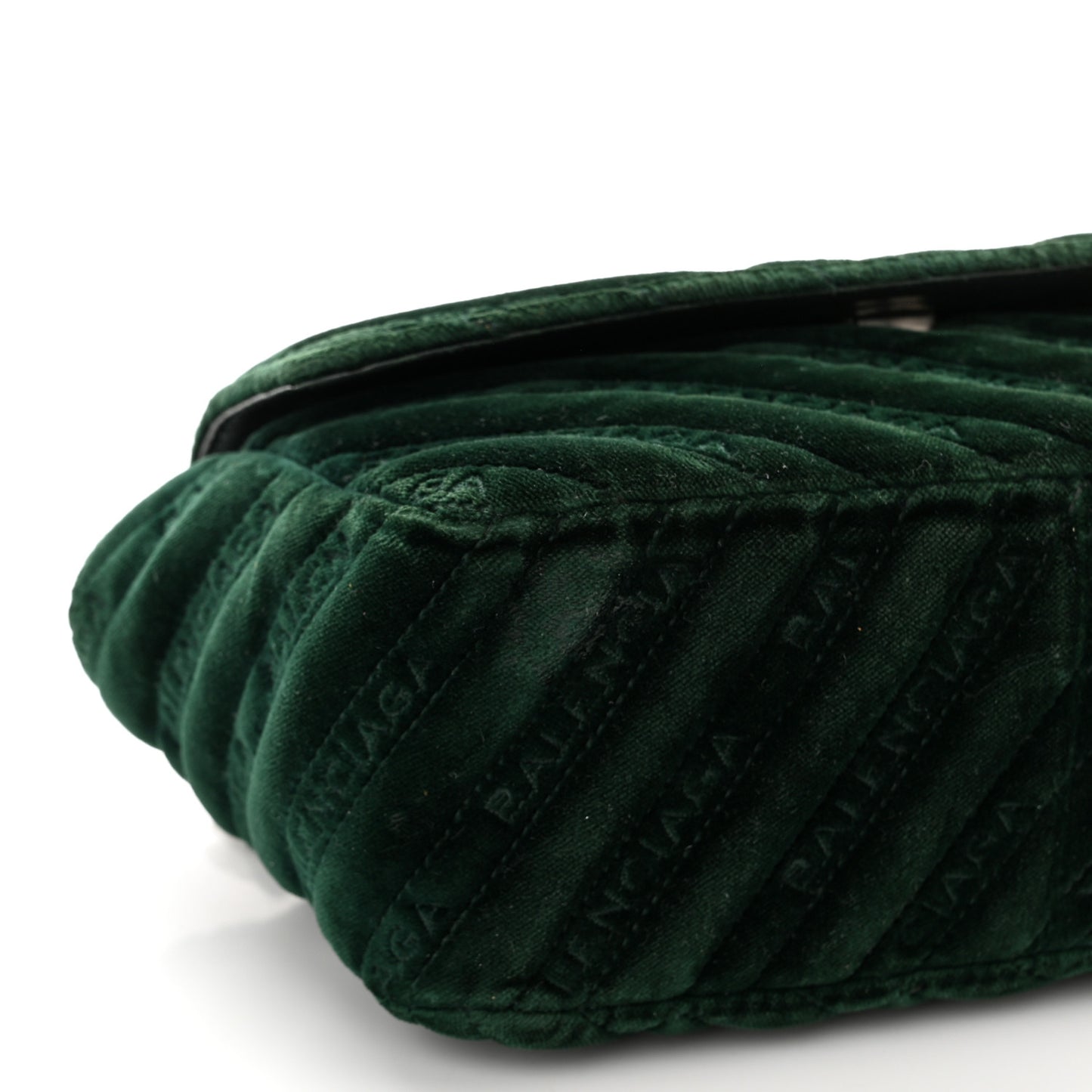 Velvet Logo Matelasse S BB Round Shoulder Bag Vert Emeraude
