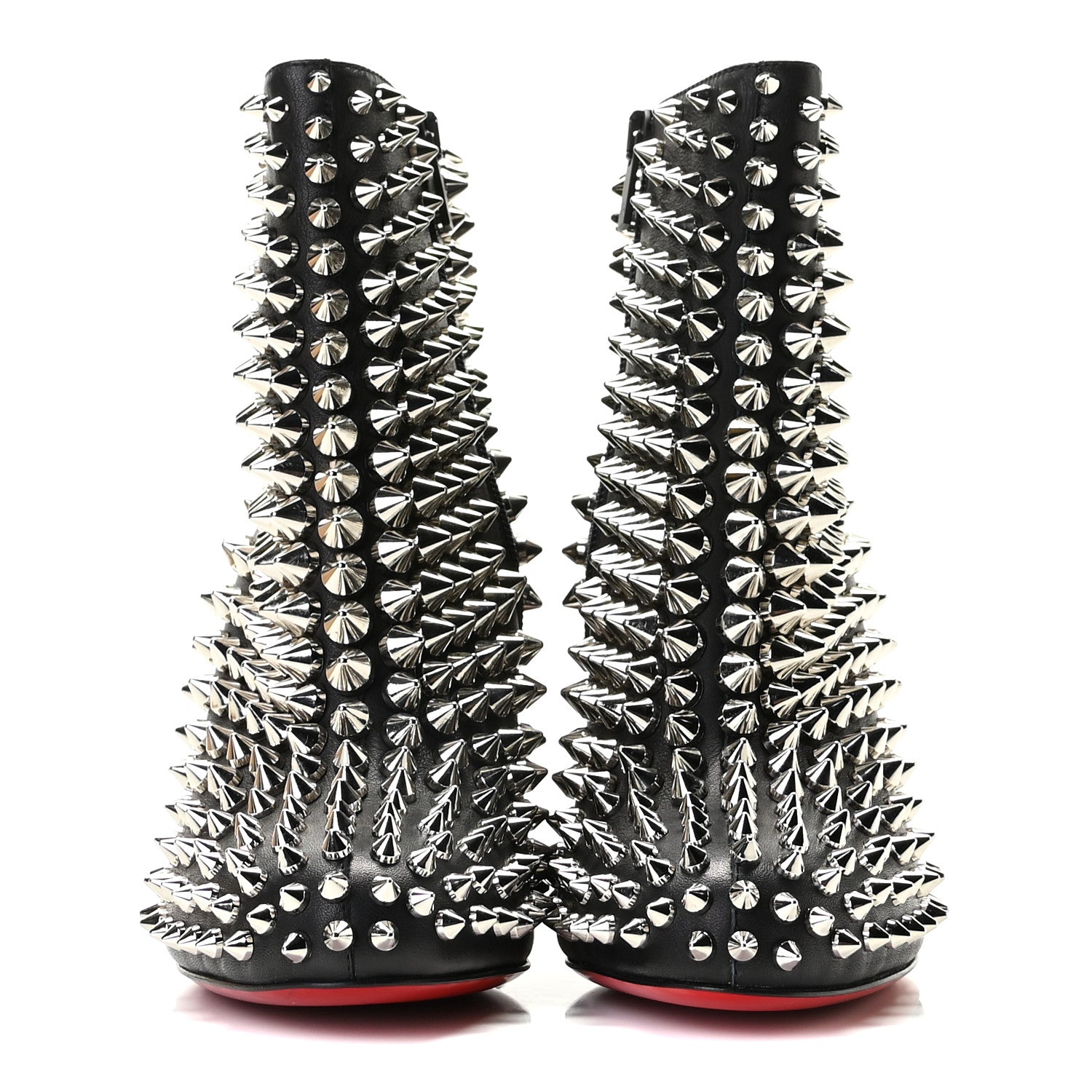 Christian Louboutin Calfskin Louise Capet Spikes 85 Boots 37 Black Silver 3 of 9