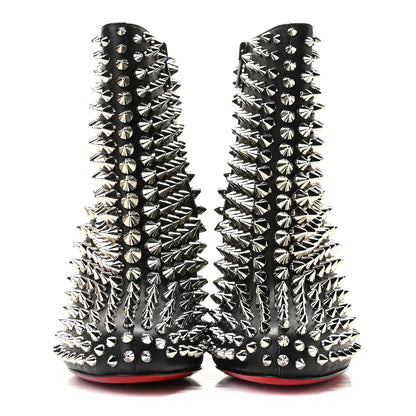 Christian Louboutin Calfskin Louise Capet Spikes 85 Boots 37 Black Silver 3 of 9