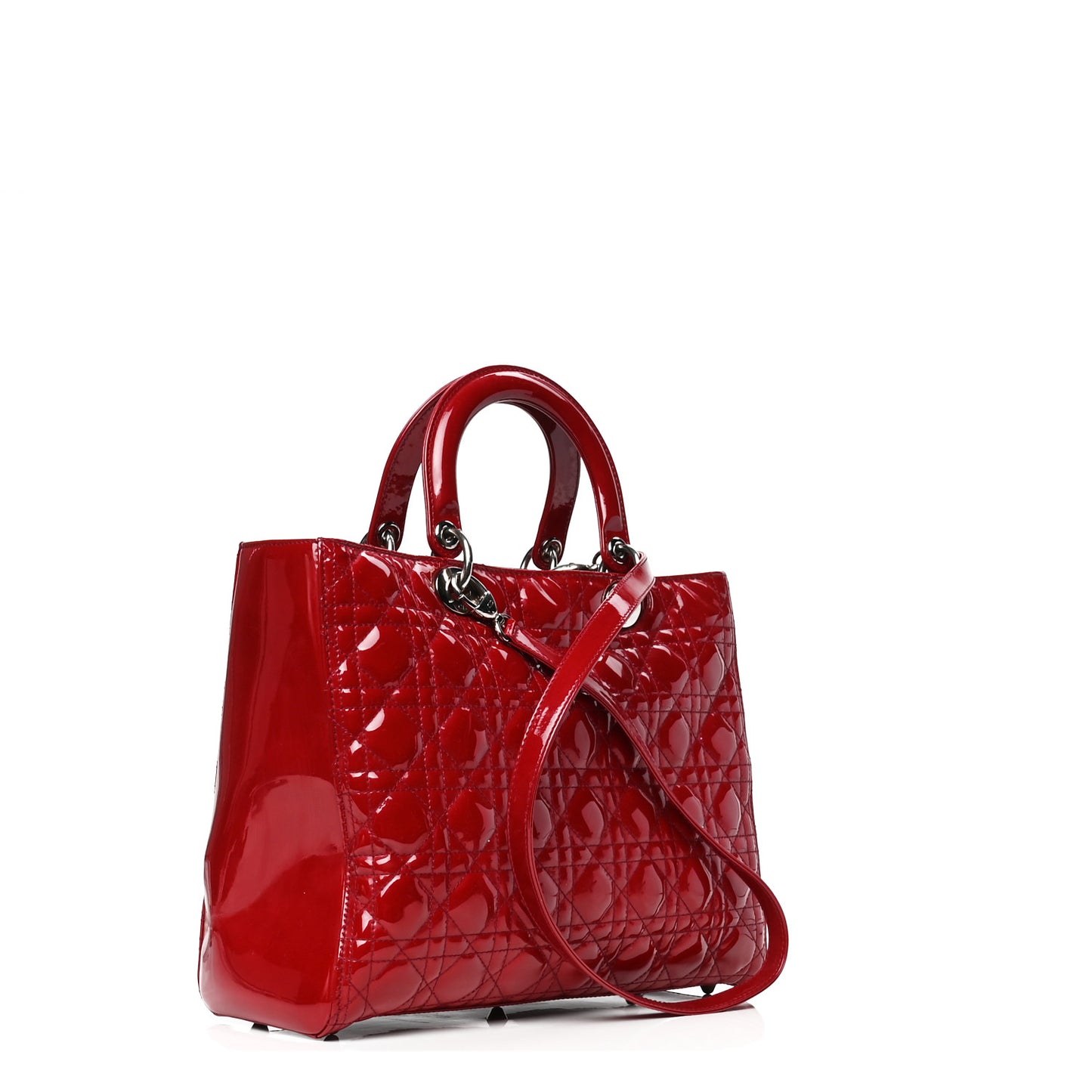 Patent Cannage Large Lady Dior Red