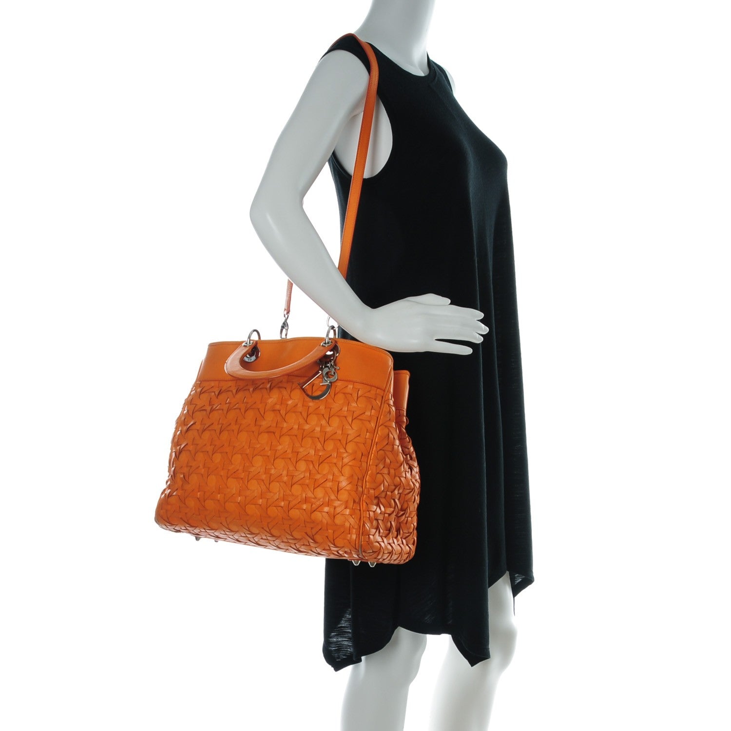 Christian Dior Lambskin Woven North South Avenue Tote Orange 2 of 10