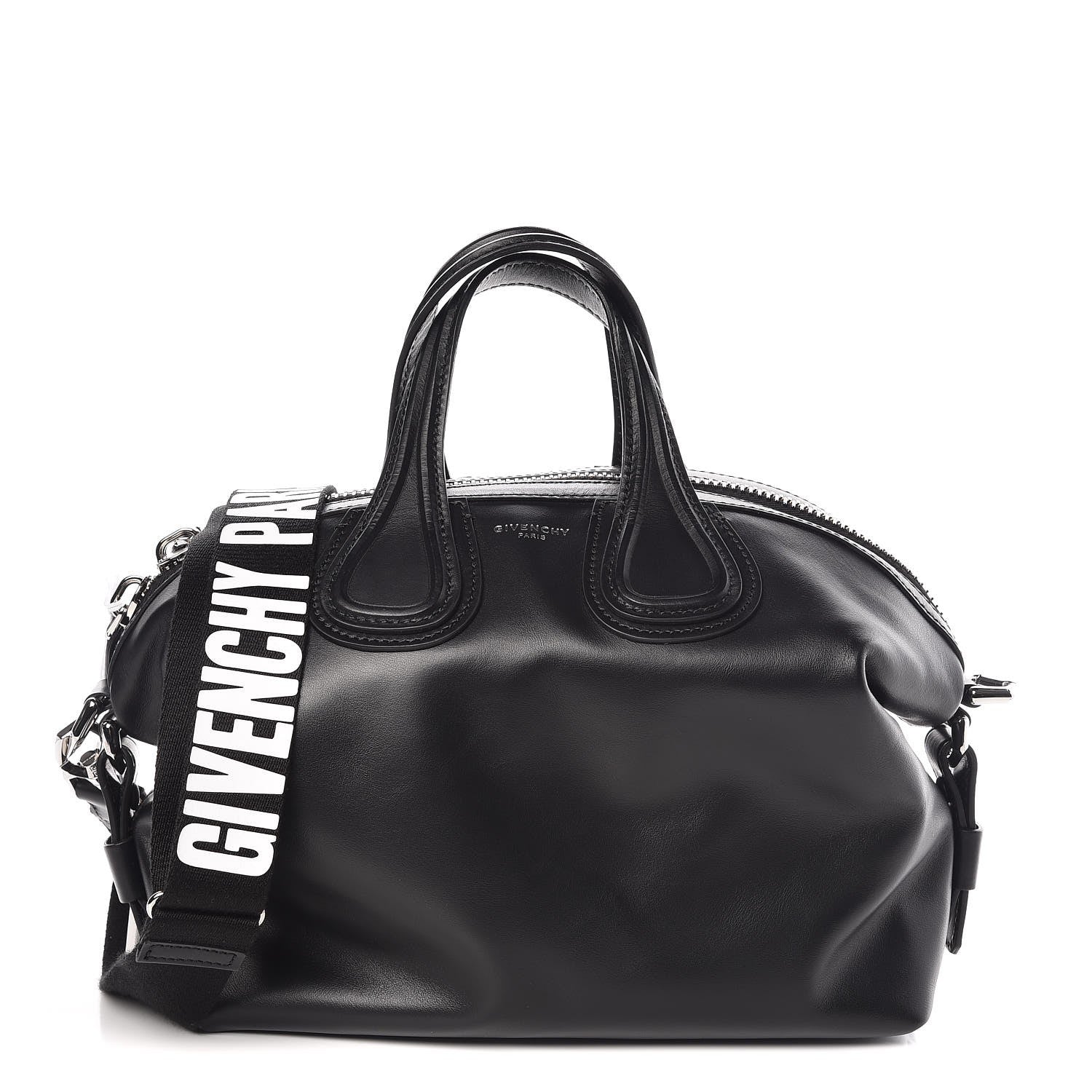 Givenchy Waxed Calfskin Small Nightingale Logo Strap Black 1 of 9