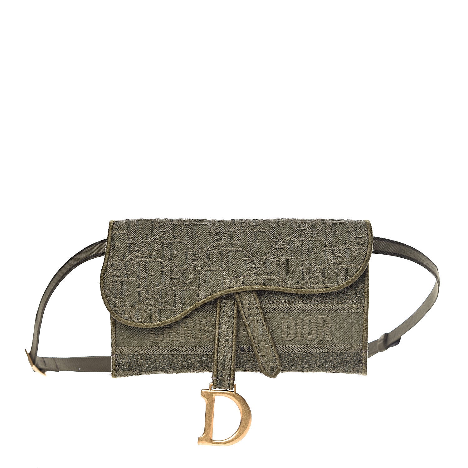 Christian Dior Oblique Saddle Belt Bag Green 1 of 10