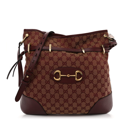 Gucci Monogram Textured Dollar Calfskin Horsebit 1955 Cinch Top Messenger Bag Sahara Rubino Chardonnay 1 of 9