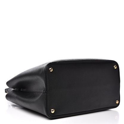 Prada Saffiano Cuir Medium Double Bag Black Fuoco 3 of 18