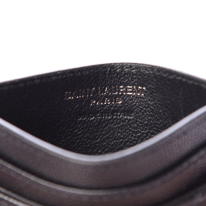 Saint Laurent Grain De Poudre Matelasse Chevron Monogram Credit Card Case Black 6 of 9