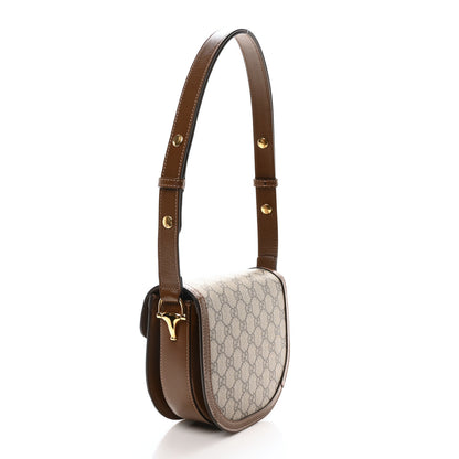 Gucci GG Supreme Monogram Mini Horsebit 1955 Rounded Shoulder Bag Beige Brown Sugar 3 of 10