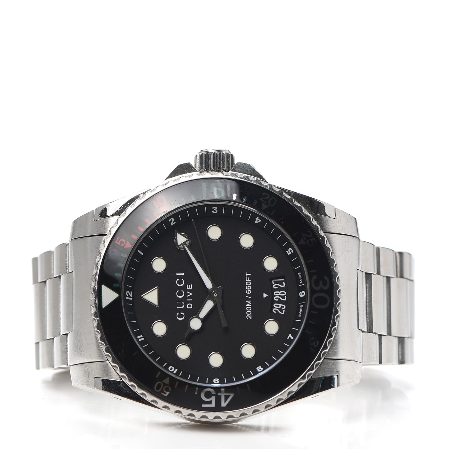Stainless Steel 45mm Dive GMT Quartz Watch Black