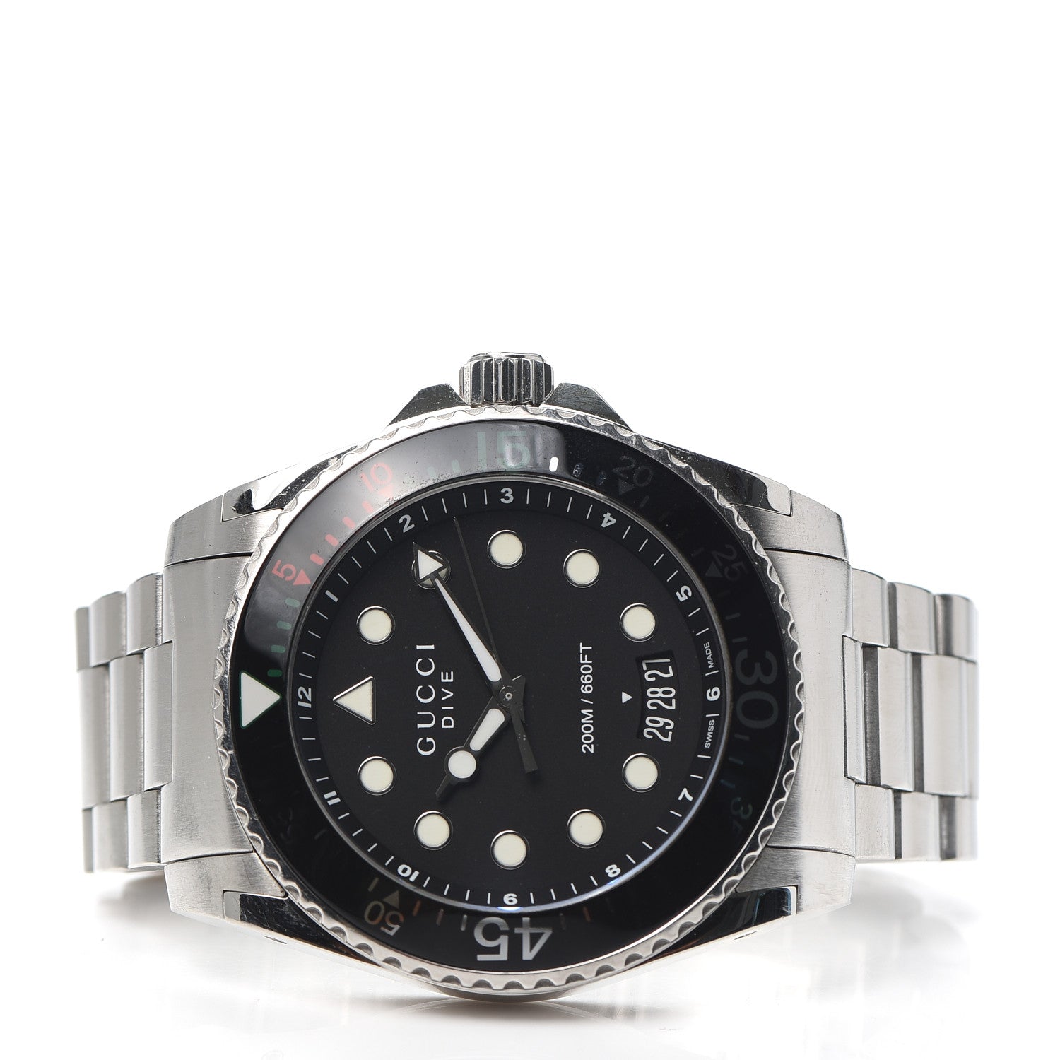 Gucci Stainless Steel 45mm Dive GMT Quartz Watch Black 2 of 5