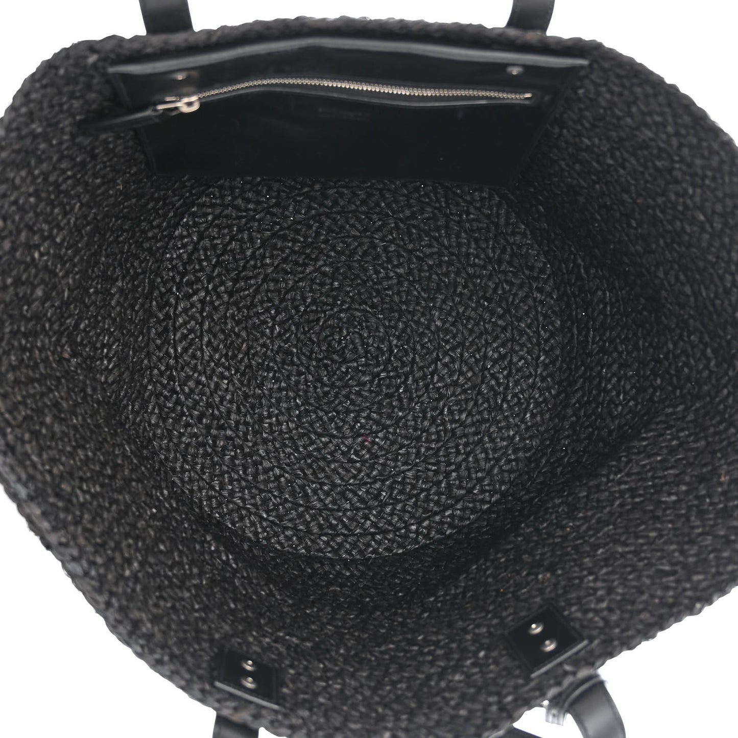 Raffia Medium Panier Bag Black