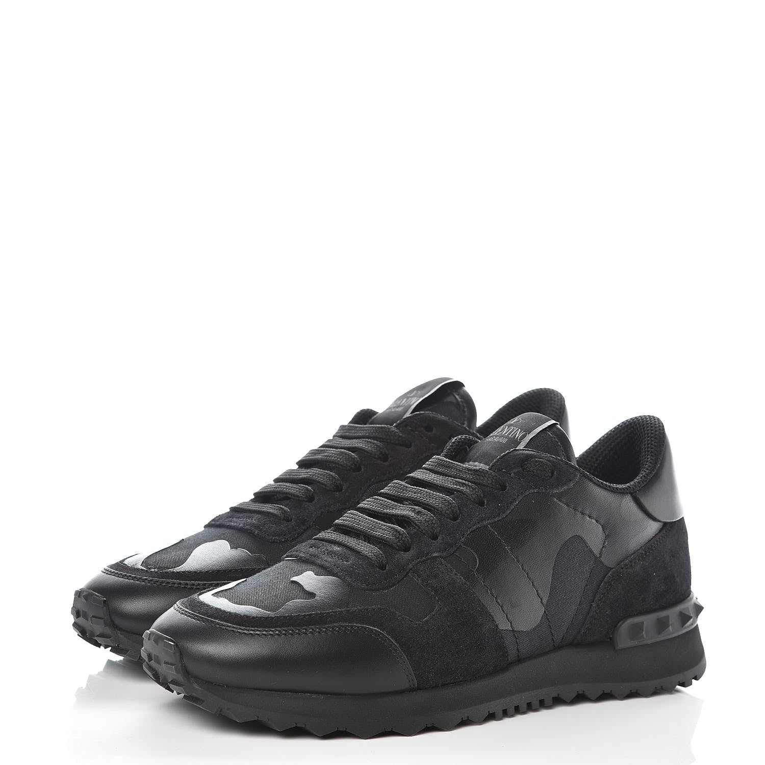 Valentino Garavani Nappa Suede Camouflage Womens Rockrunner Sneakers 36 Black 3 of 8