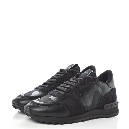 Valentino Garavani Nappa Suede Camouflage Womens Rockrunner Sneakers 36 Black 3 of 8