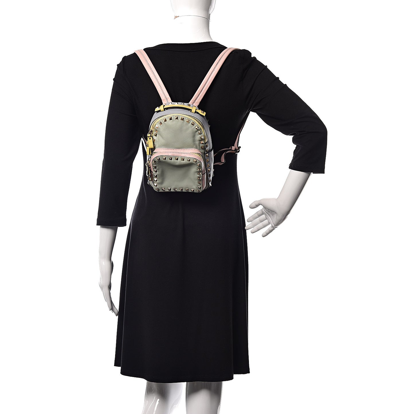 Calfskin Watercolor Mini Rockstud Backpack Rose Green Yellow Sky
