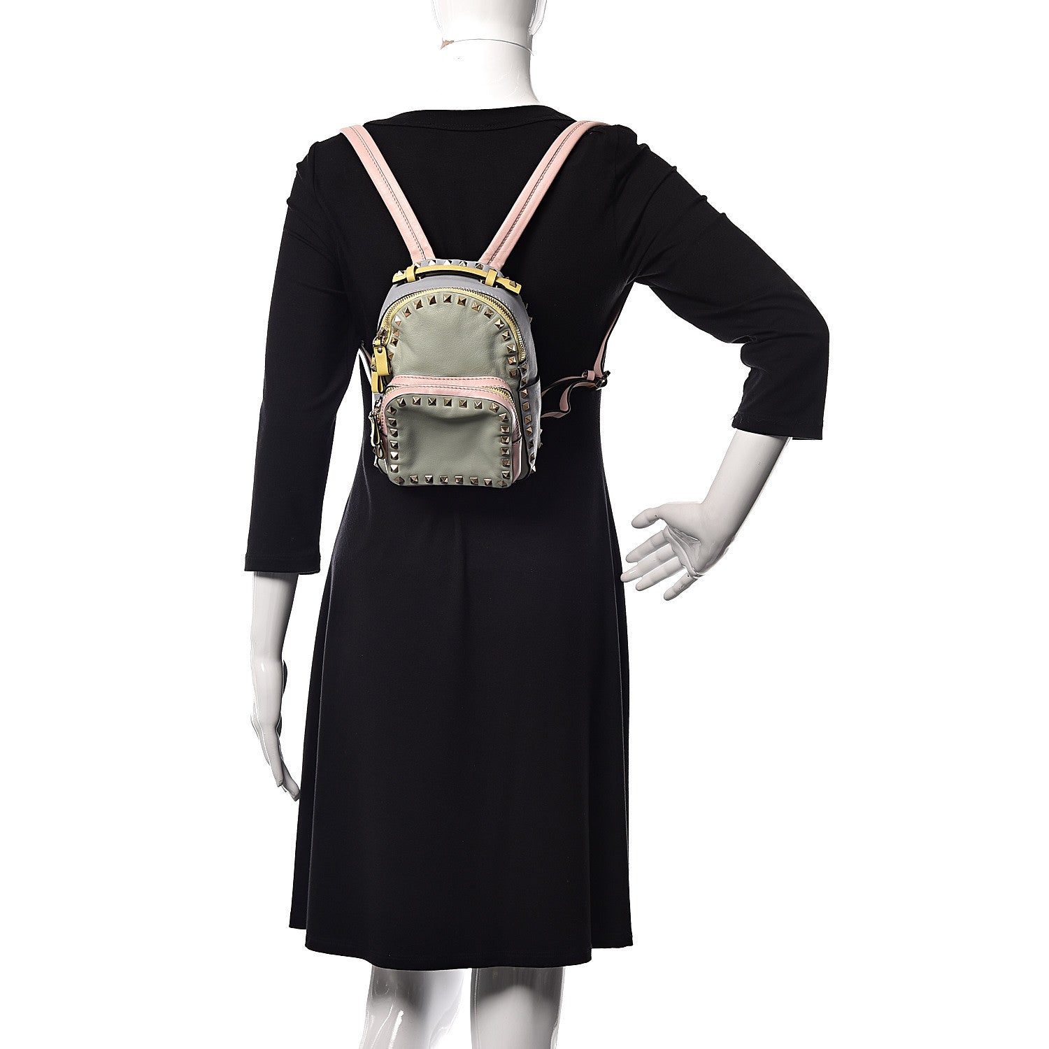 Valentino Garavani Calfskin Watercolor Mini Rockstud Backpack Rose Green Yellow Sky 2 of 10
