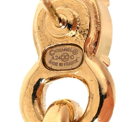 Chanel Crystal CC Drop Earrings Gold Pink 4 of 5