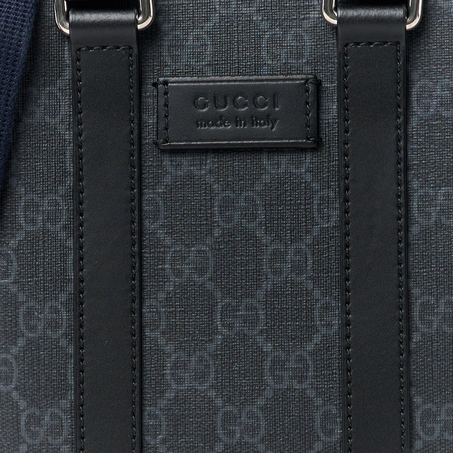 GG Supreme Monogram Appia Calfskin Web Mini Tote Bag Black