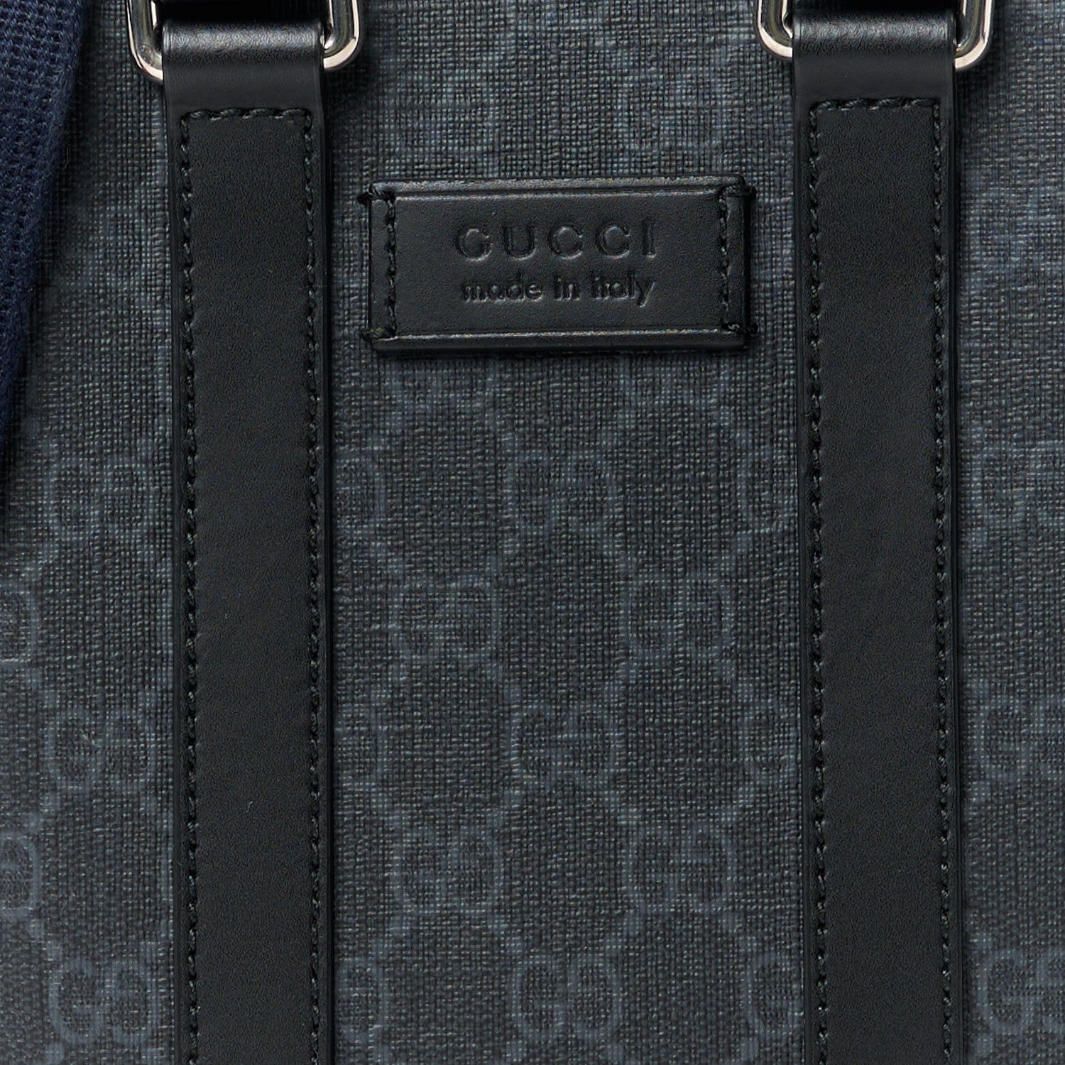 Gucci GG Supreme Monogram Appia Calfskin Web Mini Tote Bag Black 8 of 11