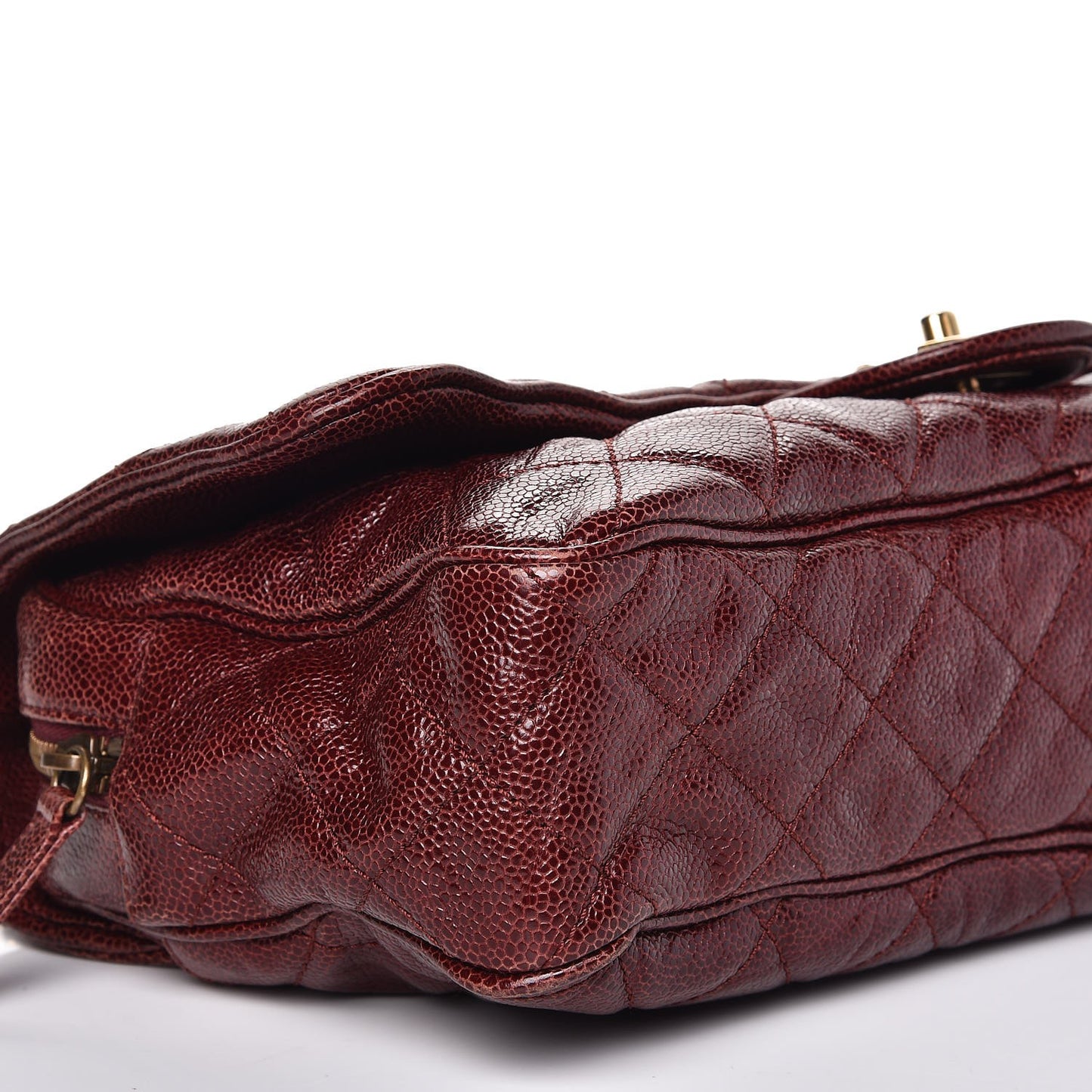 Crumpled Grained Calfskin Quilted Large Shiva Flap Bordeaux