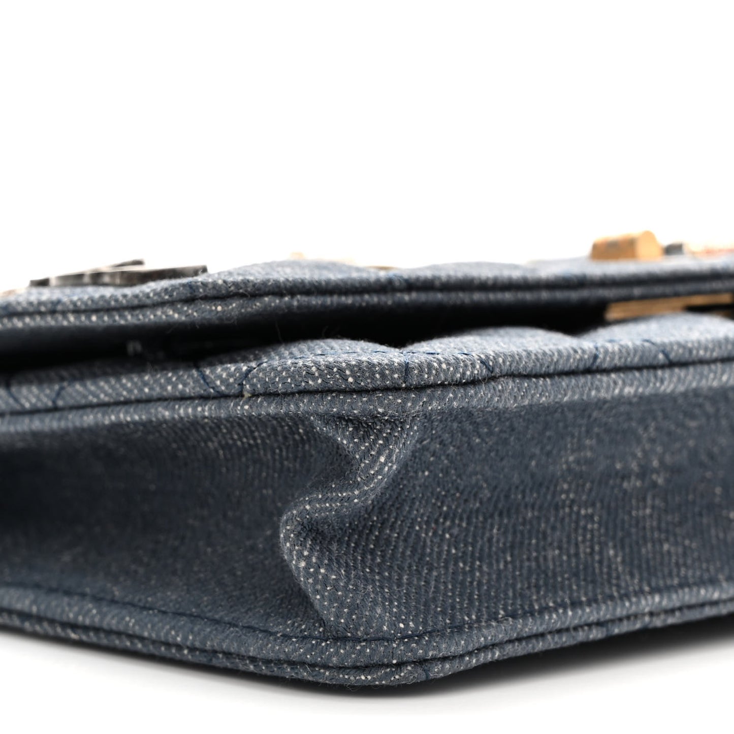 Denim Quilted Lucky Charms Reissue Wallet On Chain WOC Blue