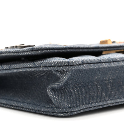 Chanel Denim Quilted Lucky Charms Reissue Wallet On Chain WOC Blue 8 of 10