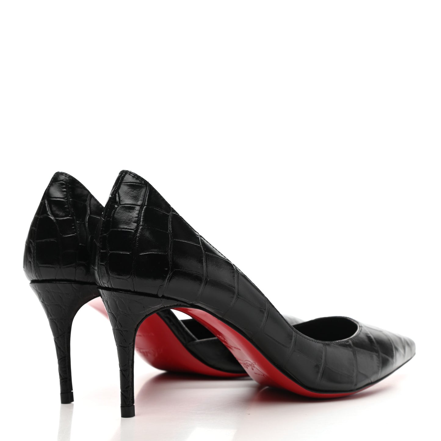 Crocodile Embossed Calfskin Iriza 100 Pumps 36 Black